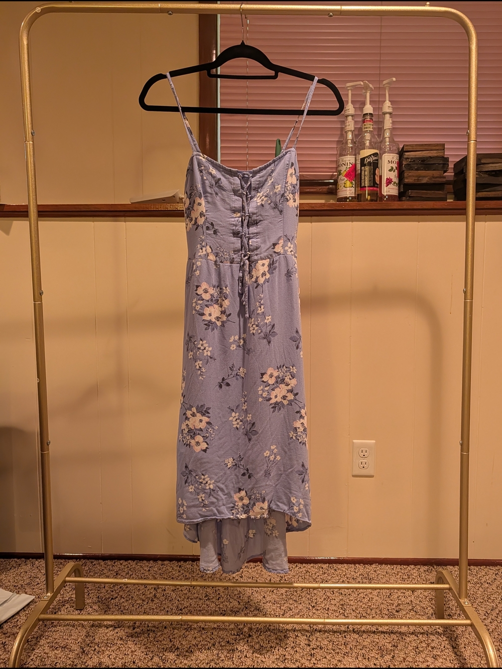Hollister Co. periwinkle blue floral high low midi sun dress
